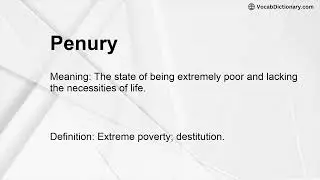 Penury Meaning