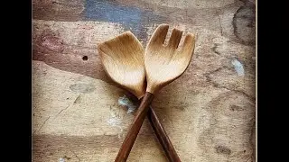 Salad Servers in Beech and Walnut, Weekend projects.