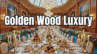 8K Cinematic Golden Wood Palace | Luxury Office, Grand Banquet & Royal Bedroom
