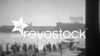 People Holiday On Beach Near Pier   Vintage 8mm