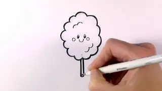 How to Draw Cartoon Candy Floss/Cotton Candy