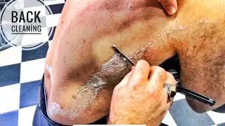 ASMR Back bristle Removal • Pimples removal and back haircut • Back massage(Ustura kesim)