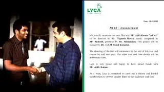 Ak 62 - official announcement|Ajithkumar|Vignesh shivan|Lyca production||Tamil kumaran|subasharan
