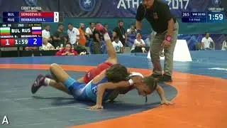 1/4 WW - 38 kg: L. BEKBAULOVA (RUS) df. D. SERGEEVA (BUL) by VFA, 12-1