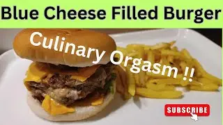Blue Cheese Filled Burger. A Gourmet Twist on Classic Street Food #food #foodie #recipe #streetfood