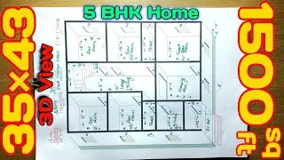 35*43 HOME PLAN | 5 bedrooms beautiful home design in city | 1500 square feet ghar ka naksha