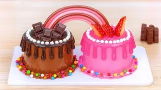 Twin Chocolate & Strawberry Drip Cake🍓🍫 Delicious Miniature Chocolate Cake Decorating Ideas