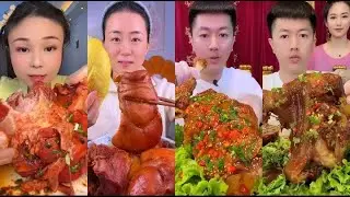 SPICY🥵 PORK BONELESS, LAMB LAG, BRAISED PIG FACE, BIG PORK ELBOW RED OIL SAUCE #4k #asmr #food #2025