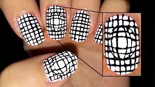 Optical illusion nail art: black and white free hand design!
