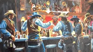 ASMR Oil Painting Compilation | Full Outlaw Bar Scene from Start to Finish