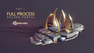 LOWPOLY Style / Flat Shading | GOLDEN PORTAL | 3d Blender Speed Modeling | Portal Concept Art (1/2)
