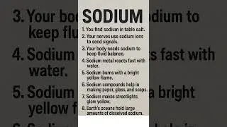 Science Facts About Sodium | Important Sodium Facts for Health, Cooking, and Chemistry #short