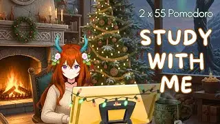 Study with me | Winter Ambience ❄️ Cherry VTuber | 55/5 Pomodoro Timer
