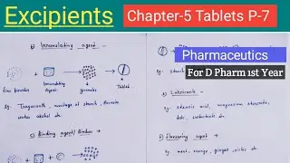 Excipients || Binder| Diluent | Colouring agent etc ||  Pharmaceutics | Chapter-5|  Tablets  | P-7