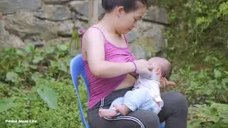 Young Single Mom&rsquo;s Peaceful Life  Breastfeeding Her Baby & Growing Corn in the Village