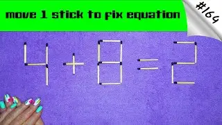 Matchstick puzzle #164 | Match puzzle 4+8=2 with hint and solution.