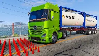 Trucks and Cars vs spike strip challenge #45 BeamNG Drive BeamNG BOOM