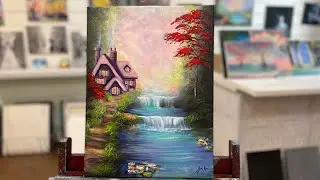 How To Paint “COZY COTTAGE” acrylic step by step painting tutorial