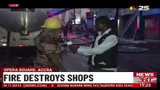 Fire Destroys Shops at Opera Square, Accra