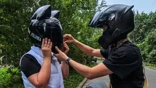 мокрая кошечка на байке🏍️🐱🌧️  #мото #мотоциклистка #motogirl 
