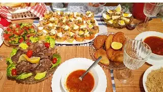 طاولة رمضان سلاطة بلانكيط /بريك الدنوني /لحم علوش محمر /شربة لسان عصفور / سلاطة مشوية /ارز كامل