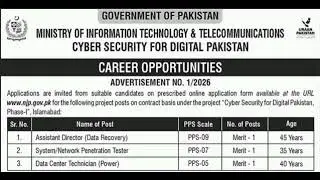 Ministry Of Information Technology And Telecommunications Cyber Security For Digital Pakistan Jobs 