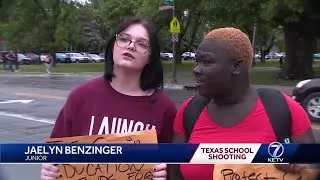 Benson high school students walk out of class to protest gun violence