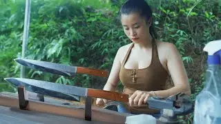 Forging Forged Knife in a Forge & Knife Making Process &ndash; Female Blacksmith