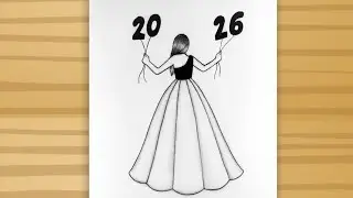 Happy New Year 2026 - Girl drawing tutorial / A girl celebrating New year 2026 drawing / Easy Art