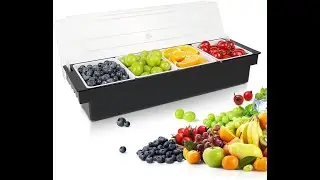 Condiment Garnish Tray Caddy For Bartenders,Bar Garnish Fruit Caddy With Lid(4 Compartment)