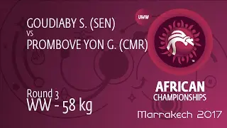 Round 3 WW - 58 kg: S. GOUDIABY (SEN) df. G. PROMBOVE YON (CMR) by FALL, 4-0