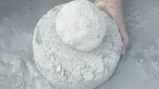 ASMR very soft sand and pure cement silk crunchy paste play dipping crumble in 💦🌊💦🤤