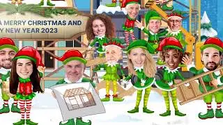 Corporate Christmas Video Greeting Card for Construction Team, Company Holiday Card with Photos