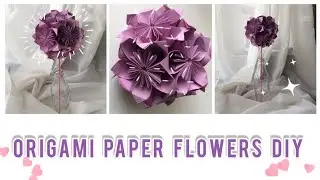 ORIGAMI PAPER FLOWERS 🌸. Paper flower ball DIY. Origami flower. Origami roses.