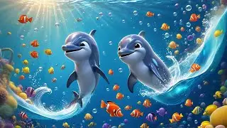 Two Tiny Dolphins Splash and Spin | Fun Ocean Song for Kids | Playful Dolphin Rhyme