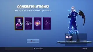 new galaxy skin back bling and pick axe and glider also game play