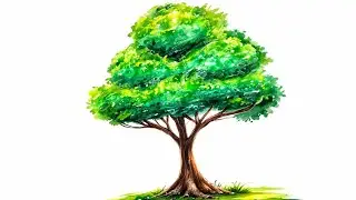 Simple tree drawing with water colour #arttutorial #youtube #howtodraw 