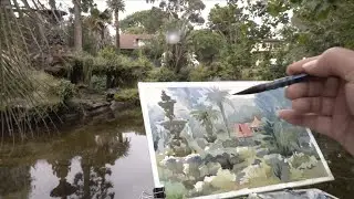 How to draw the sense of hierarchy, sketching in the garden in wind and rain#watercolor #painting