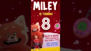 turning red birthday invitation