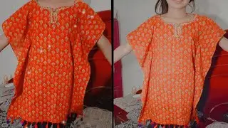 Kaftan Kurti For 10 year kid Girl Cutting And Stitching | Beautiful kaftan Top Kurti Cut And Stitch