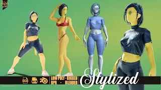 stylized motion design female character