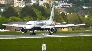 Last ever visit! Monarch Boeing 757-200 [G-MONJ] landing in Innsbruck