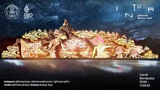 Projection Mapping show of Borobudur Temple in the Bertutur Festival 2022, Indonesia.