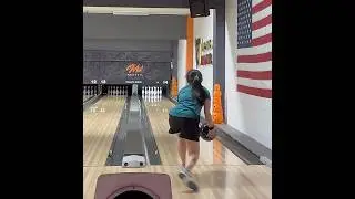 Senior Lady, Two-Handed Bowler, Storm Hy-Road Bowling Ball