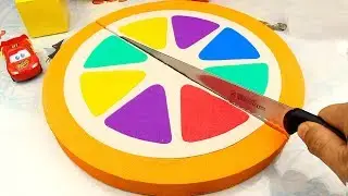 DIY How To Make Kinetic Sand Cake Rainbow Orange Surprise Toys Learn Colors Nursery Rhymes