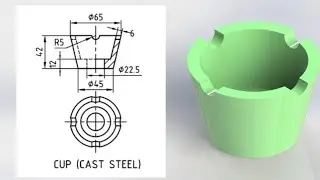Solidwork Tutorial |Assembly Screw jack |Part -3 cup of screw jack | #solidwork #screwjack