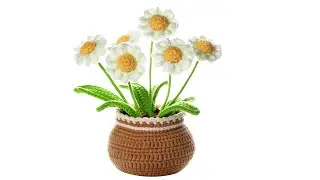 Marguerite pot -5: How to crochet Marguerite's  big leaves ？