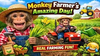 🐵 Monkey Farmer&rsquo;s Amazing Day on the Farm 🌾 | Smart Monkey Doing Real Farming!