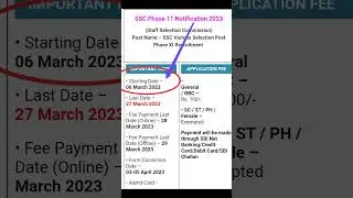 SSC Phase 11 Notification 2023#shorts  #shortvideo