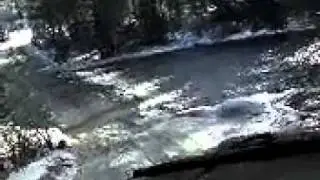 Log truck river crossing